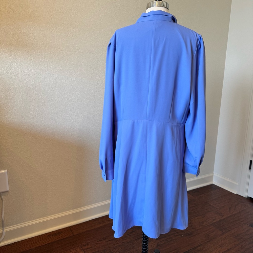 Ann Taylor Long Sleeve Tie-Neck Dress in Periwinkle Blue - Picture 4 of 6
